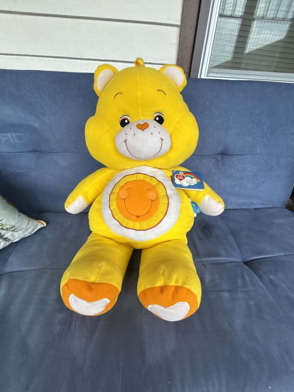 2002 Care Bears Funshine Bear Cuddle Pillow 28-inch Plush NWT